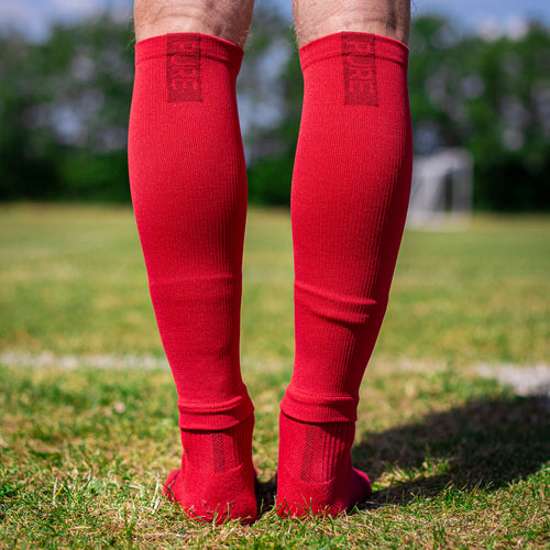 PLAIN FOOTBALL SOCKS SLEEVE SOCCER RUGBY FOOTLESS LEG CALF COMPRESSION GRIP  SOCK 